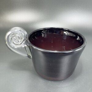 Venetian Glass Dish Bowl Amethyst With‎ Clear Snail Handle Italian Blown Glass